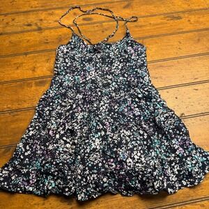 Aeropostale Floral Print Dress Women's‎ Size Medium Spaghetti Strap Button Front